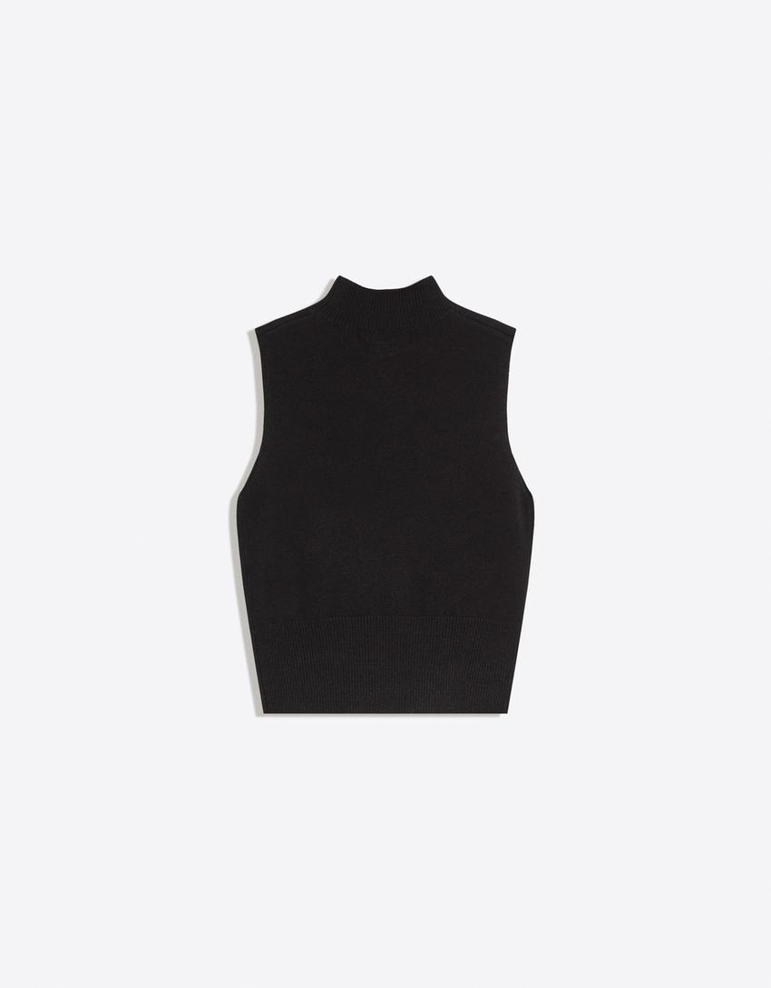 Chaleco punto cuello perkins-Negro