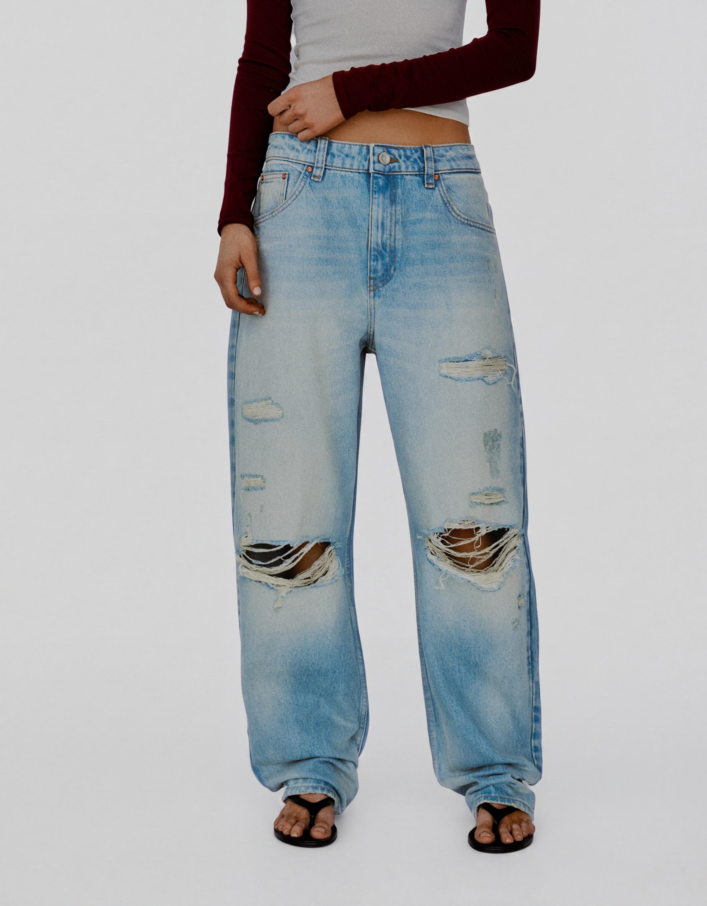 Ripped loose fit jeans — Light blue