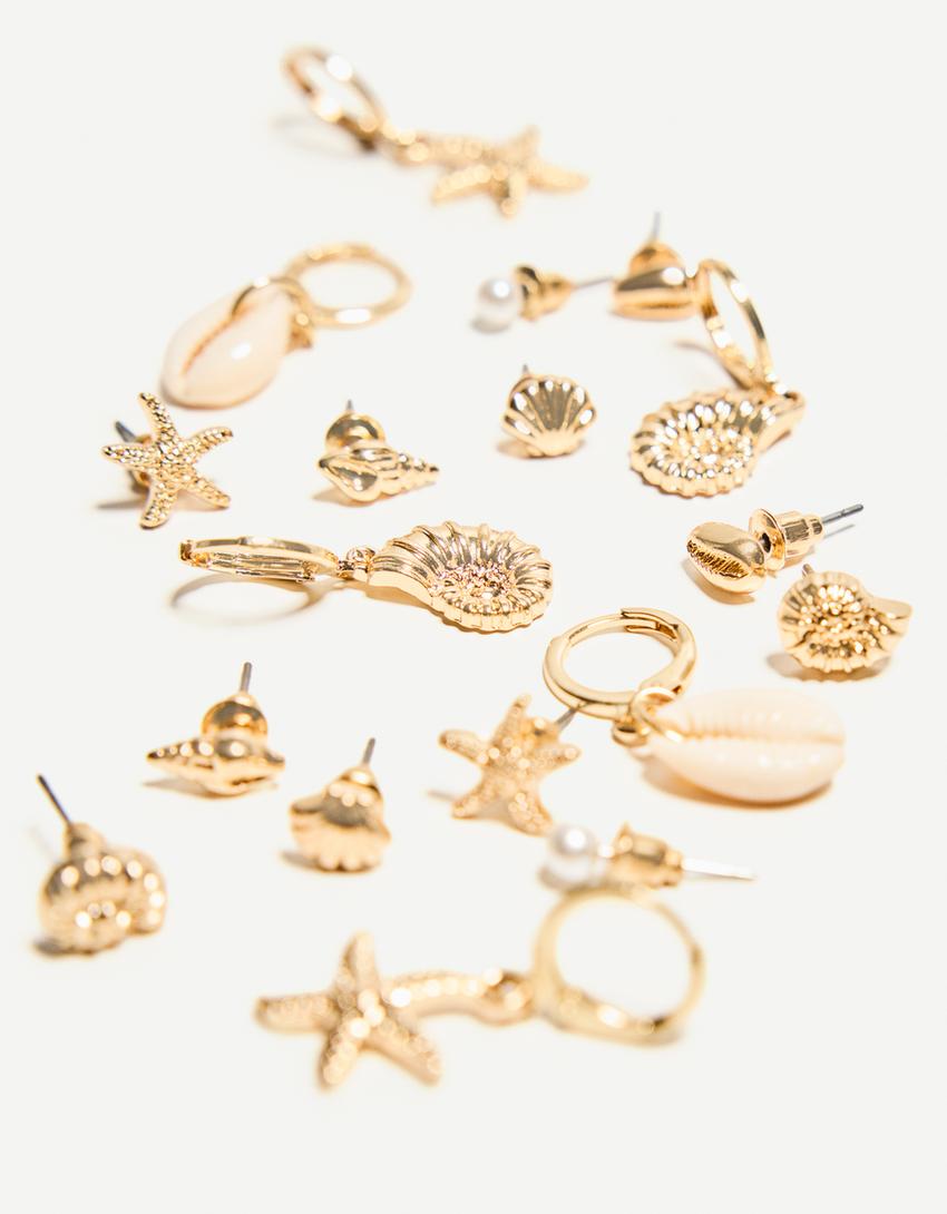 Pack 9 boucles d’oreilles marines signature edition-Or