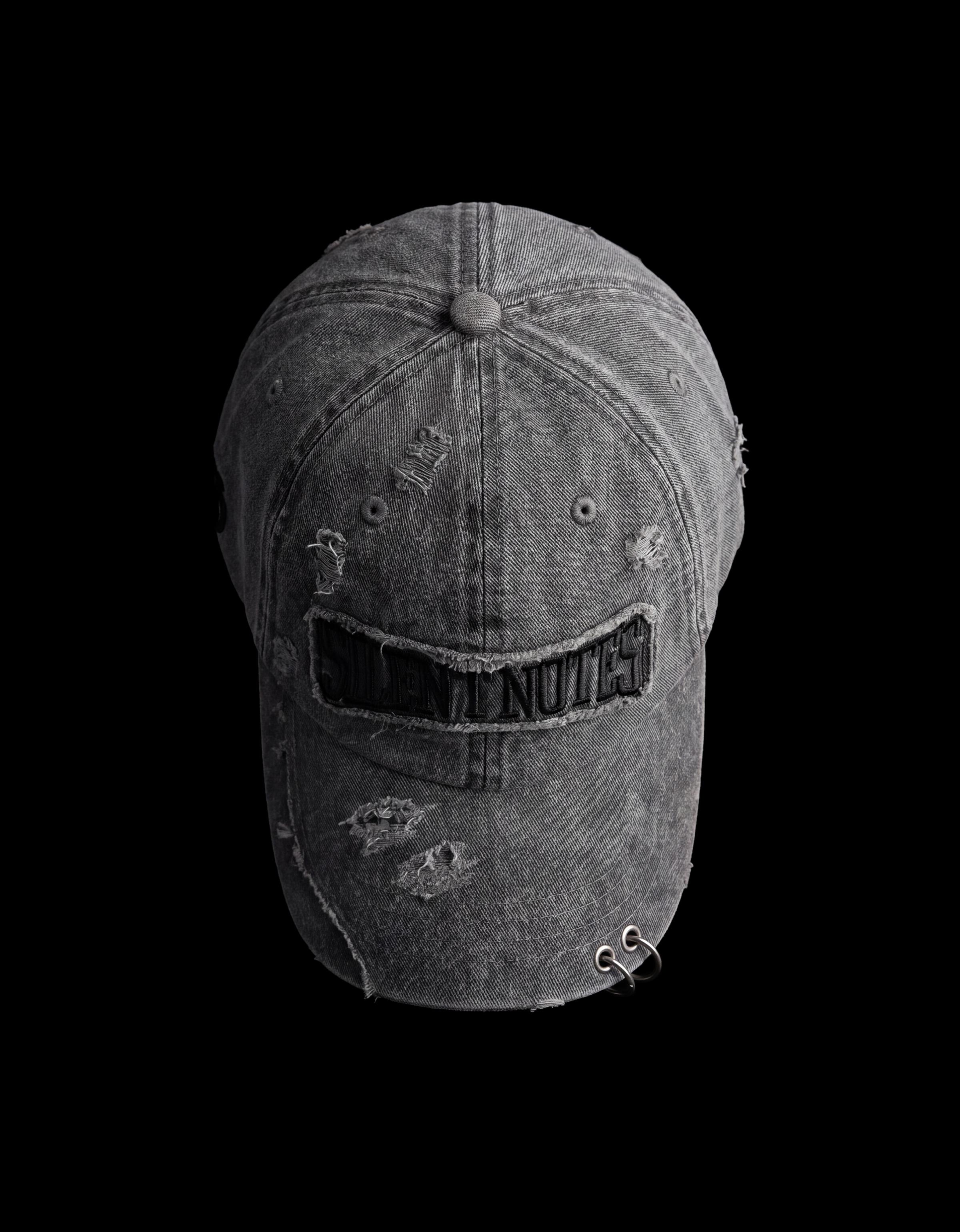 Washed effect patch cap — Black