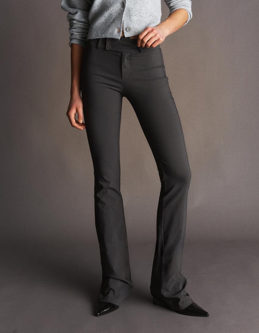 Flare hlače od bengalina-Siva