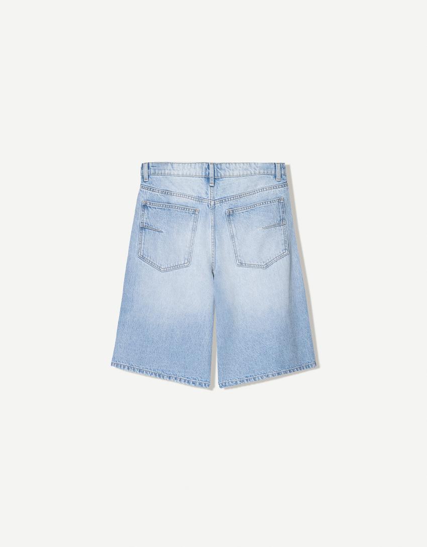 Baggy denim Bermuda shorts
