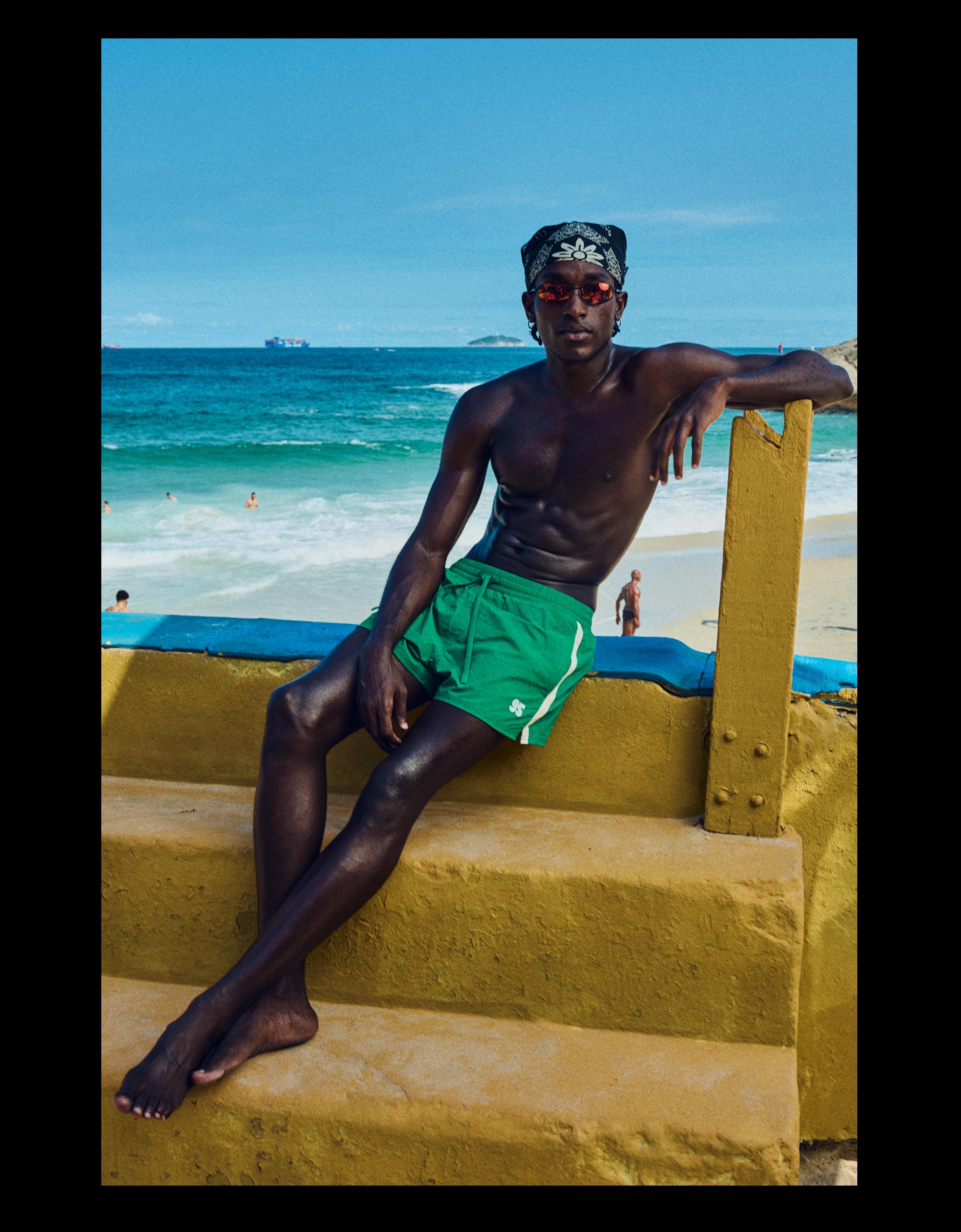 Retro short swim shorts — Green