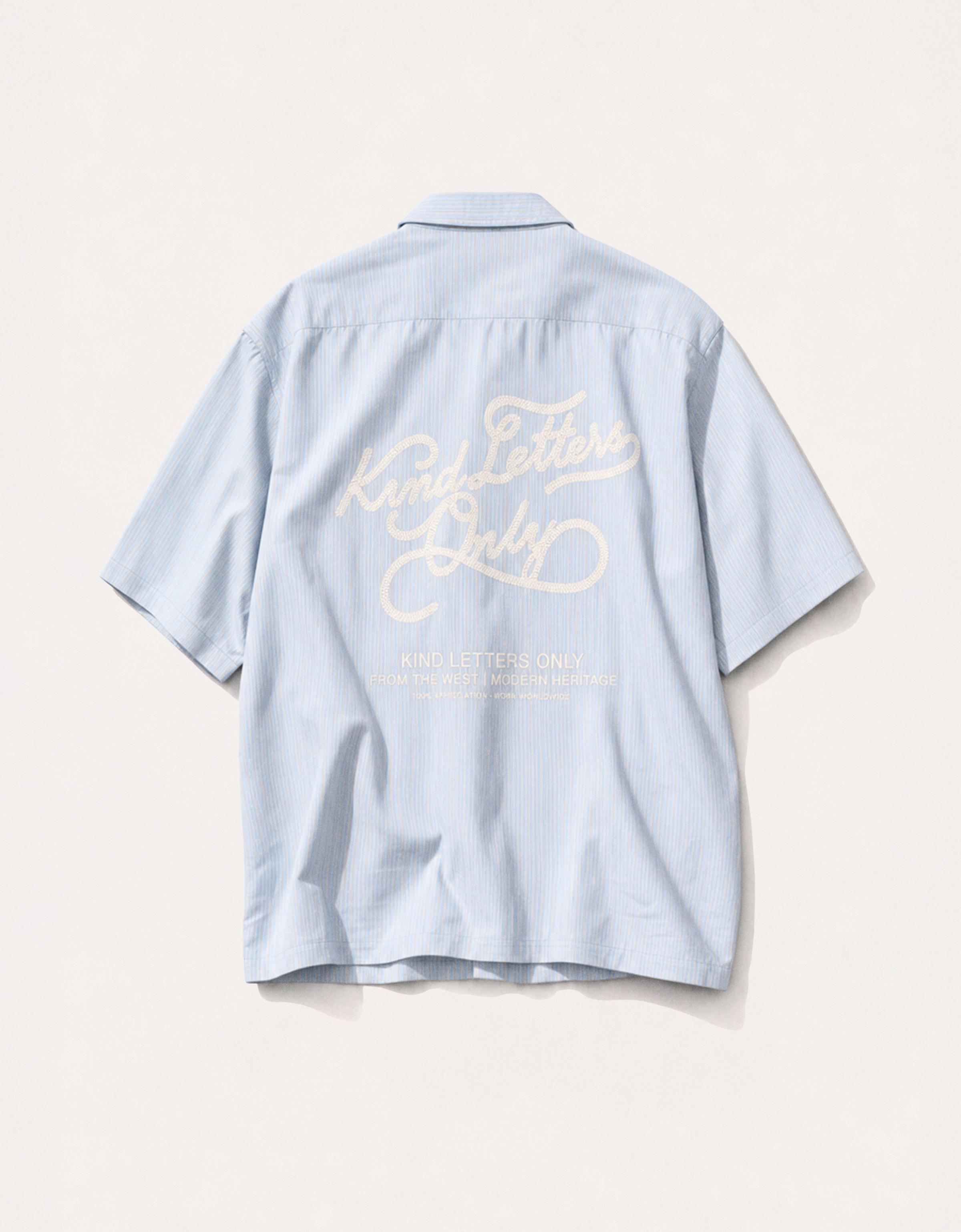 Boxy fit short sleeve embroidered shirt — Light blue