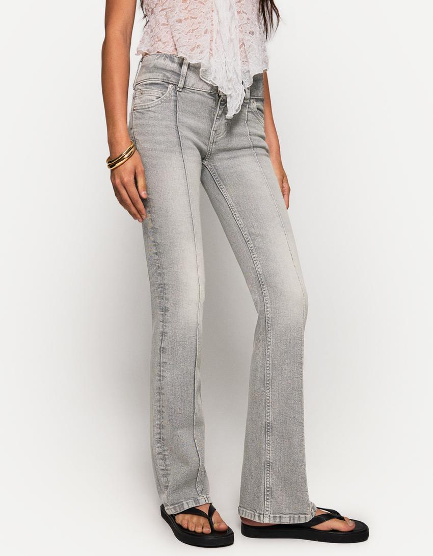 Jeans bootcut low rise-Cinzento-escuro-2