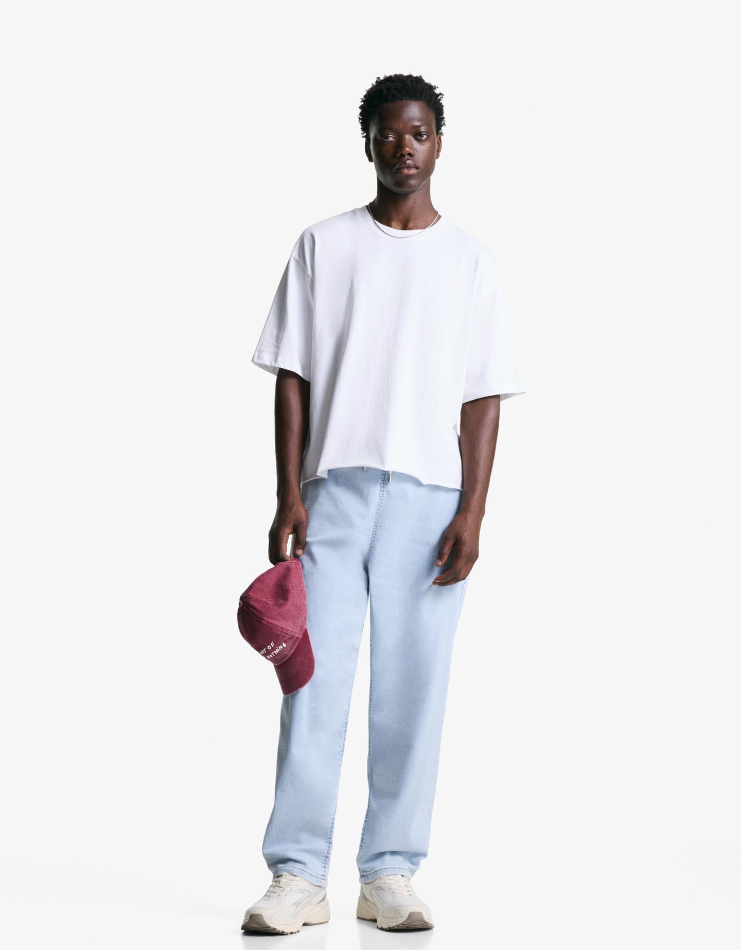 Bershka jeansy jogger jasnoniebieski