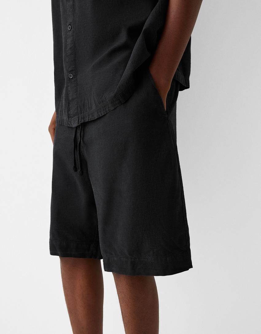 Ensemble T-shirt et bermuda interlock-Noir-4