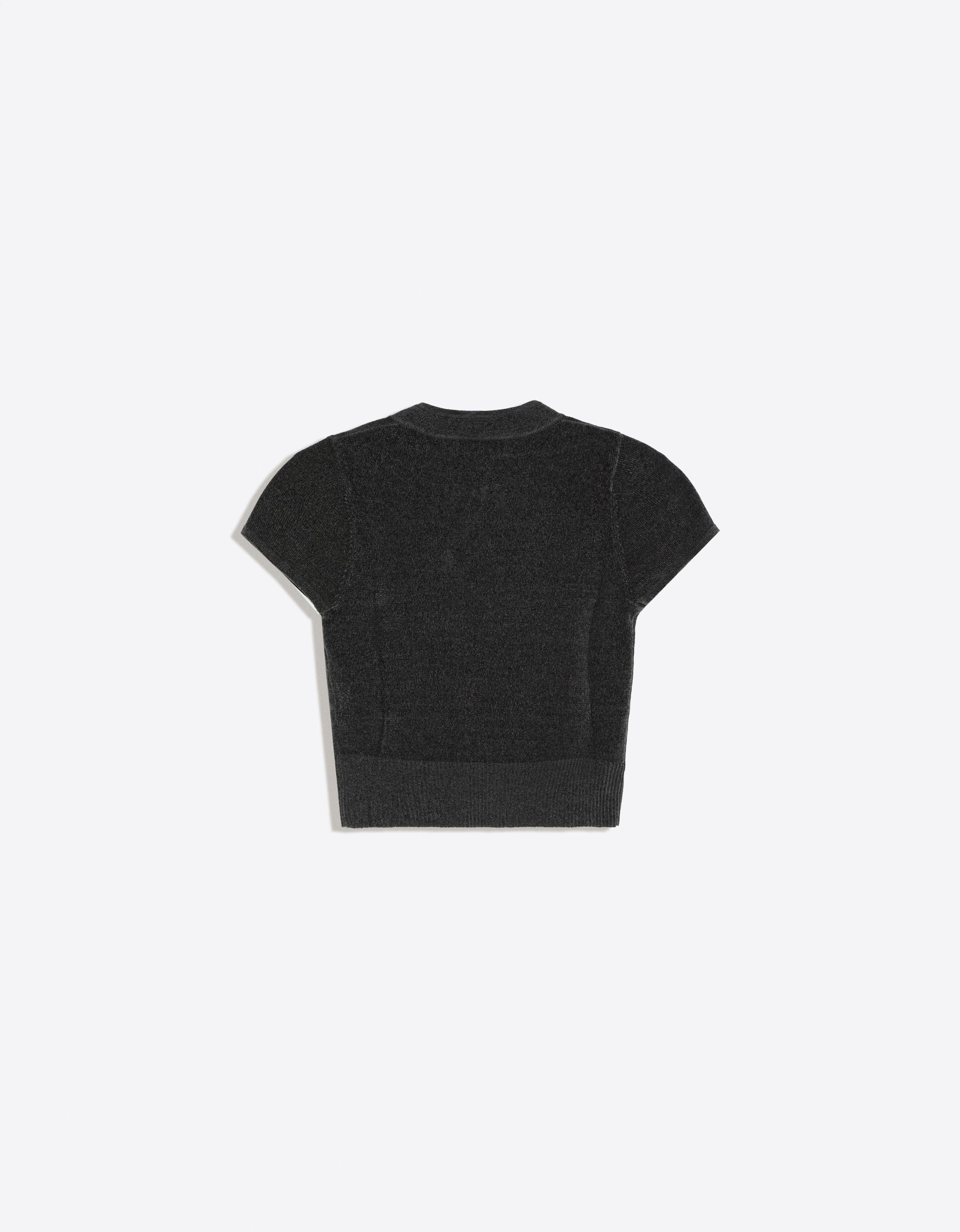 Short sleeve knit jumper with clasps — Dark grey