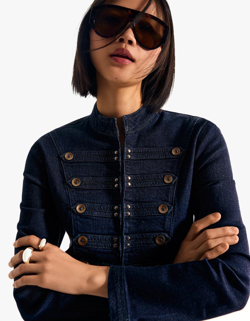 Cazadora denim botones frontales-Marino