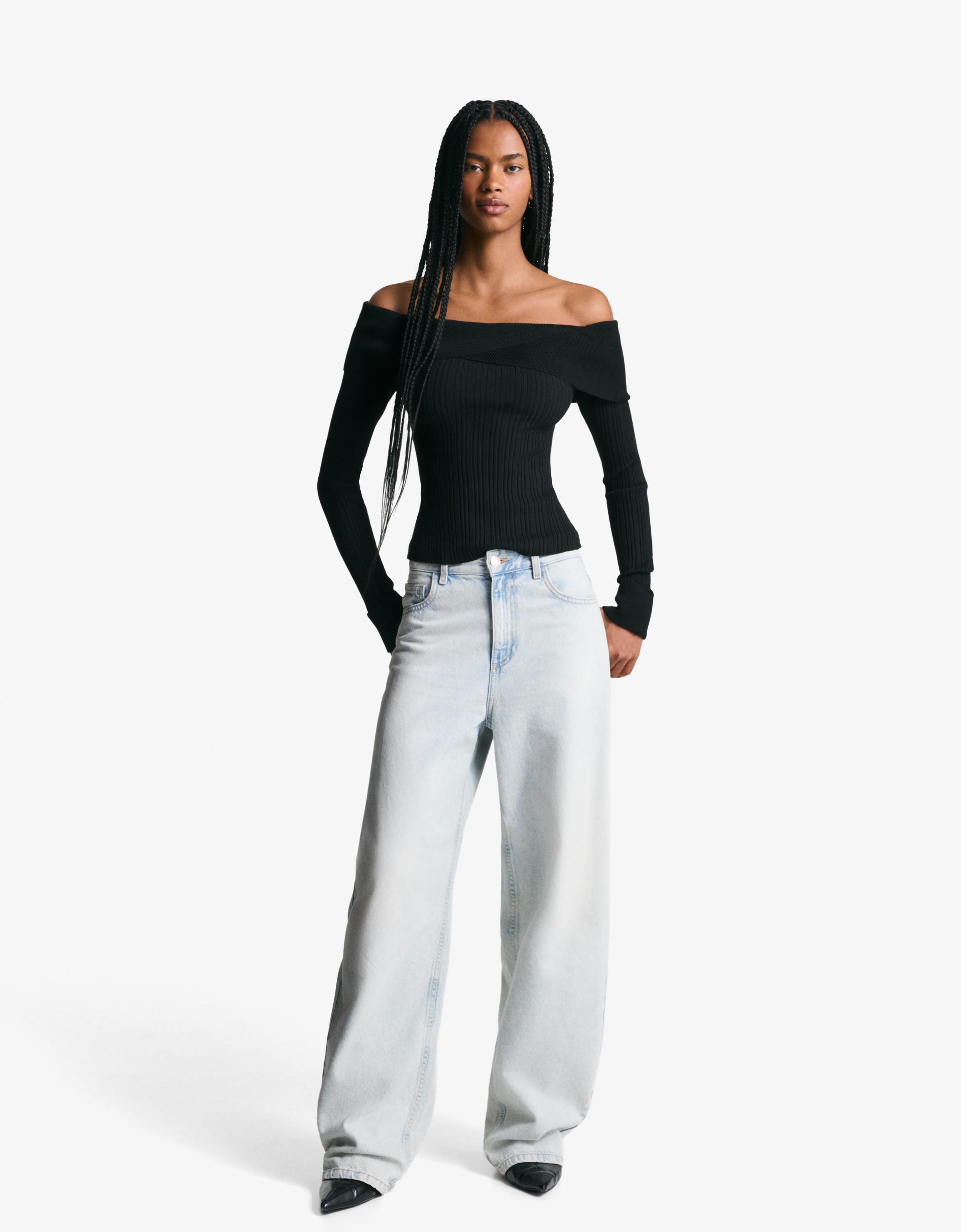 Yüksek bel geniş paça barrel fit jean - Görsel 98