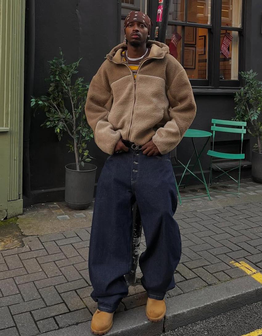 Jacke aus Lammfellimitat-Camel