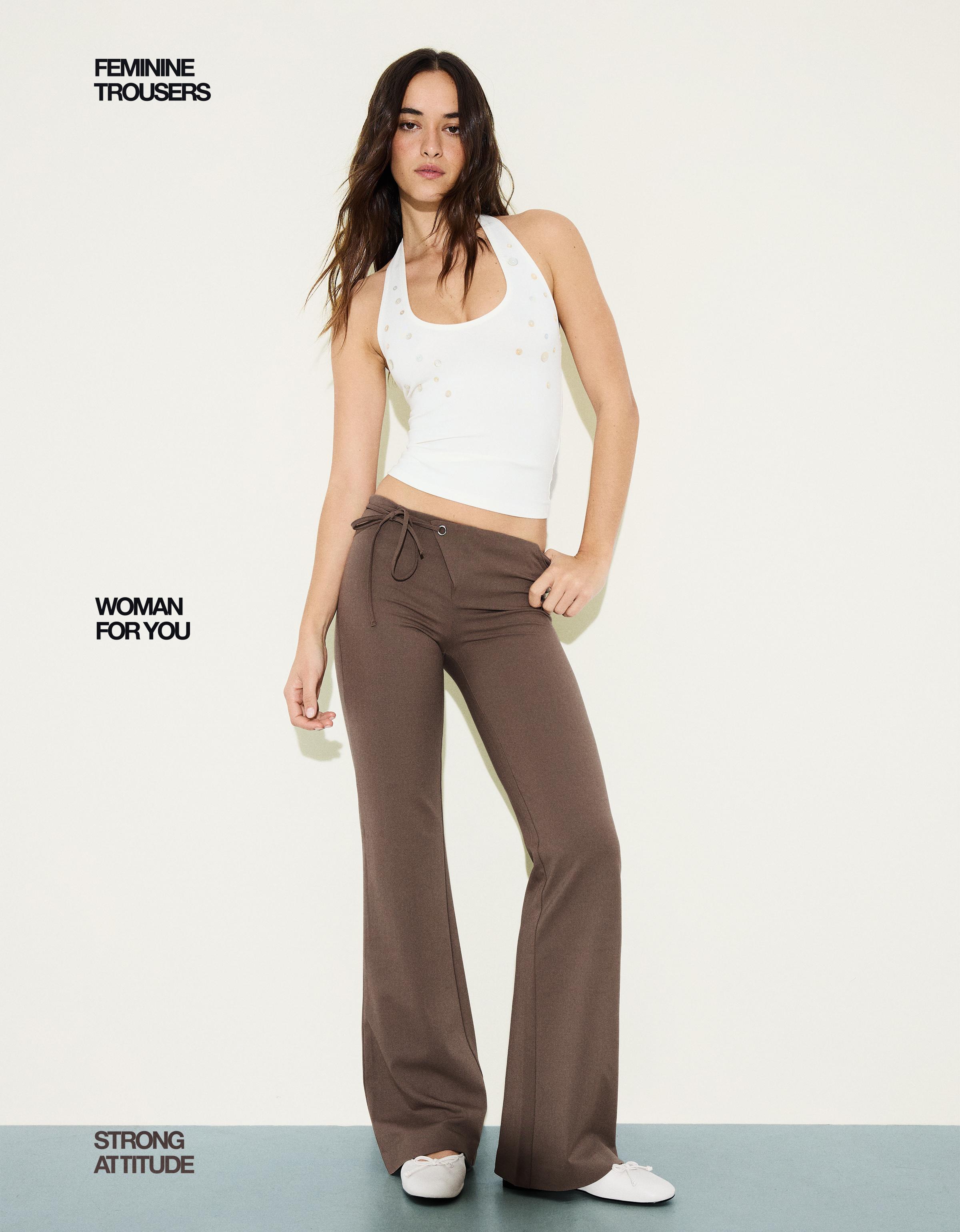 Düşük bel flare fit pantolon - Görsel 44