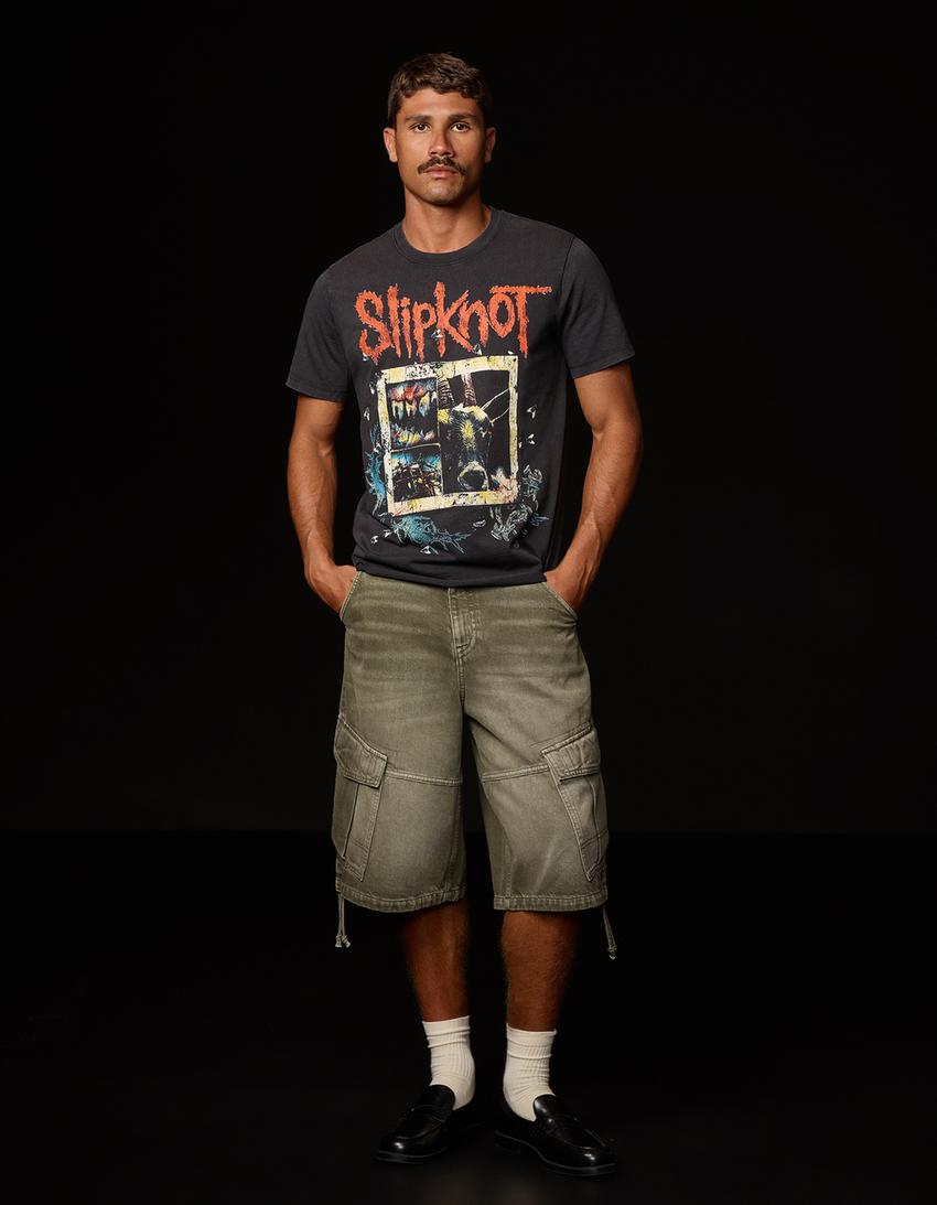 Regular fit short sleeve Slipknot T-shirt-Grey