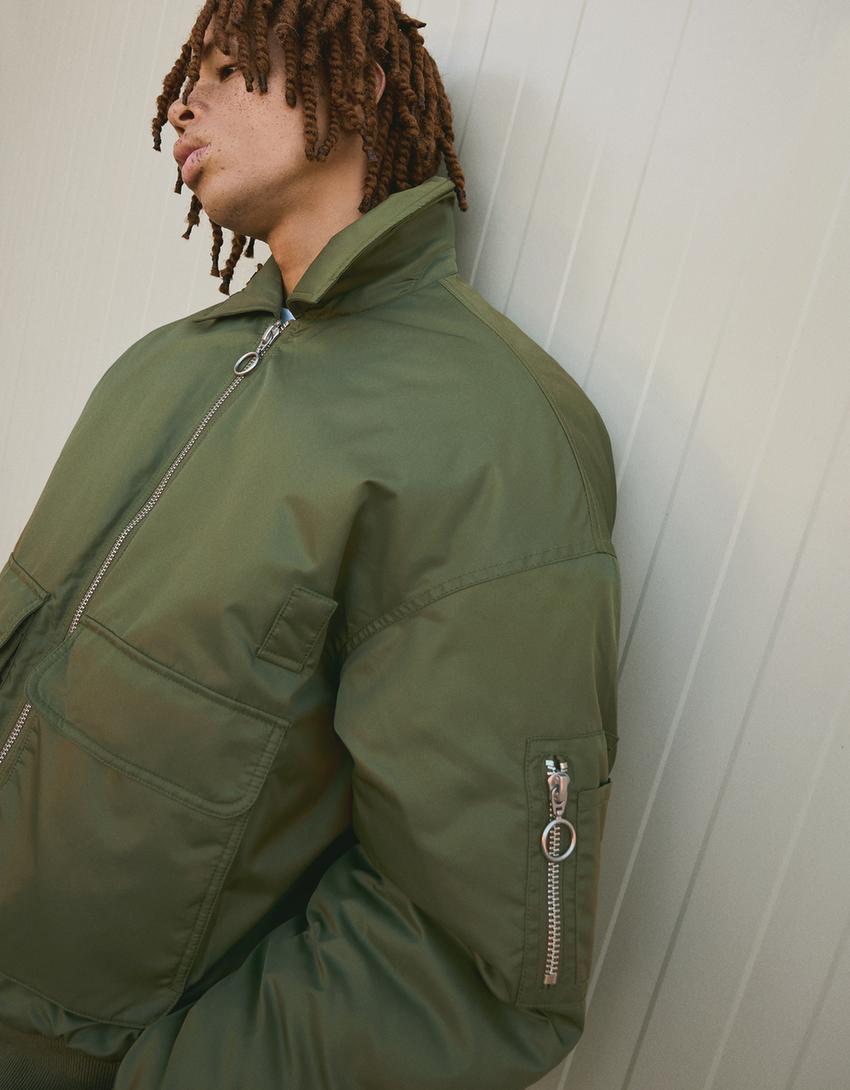 Technical bomber jacket-Khaki