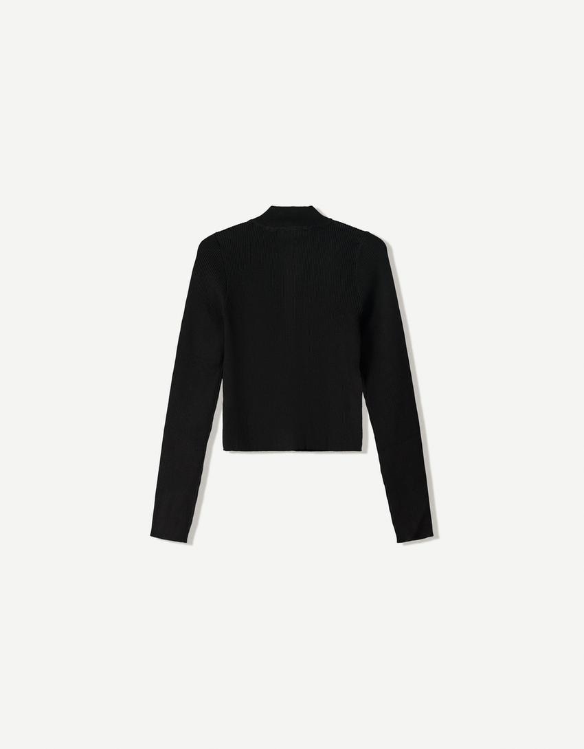 Chaqueta cremallera rib-Negro-1