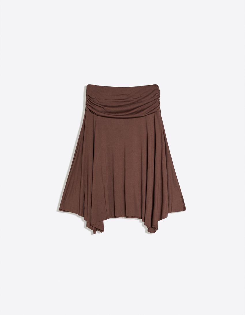 Gathered midi skirt-Brown