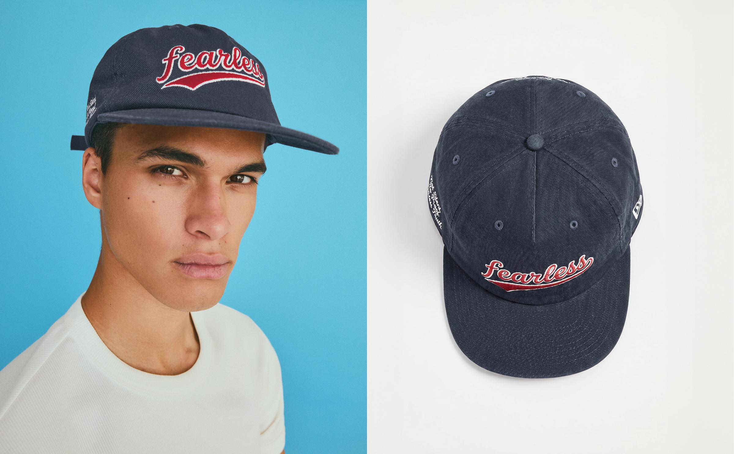Embroidered flat peak cap — Navy
