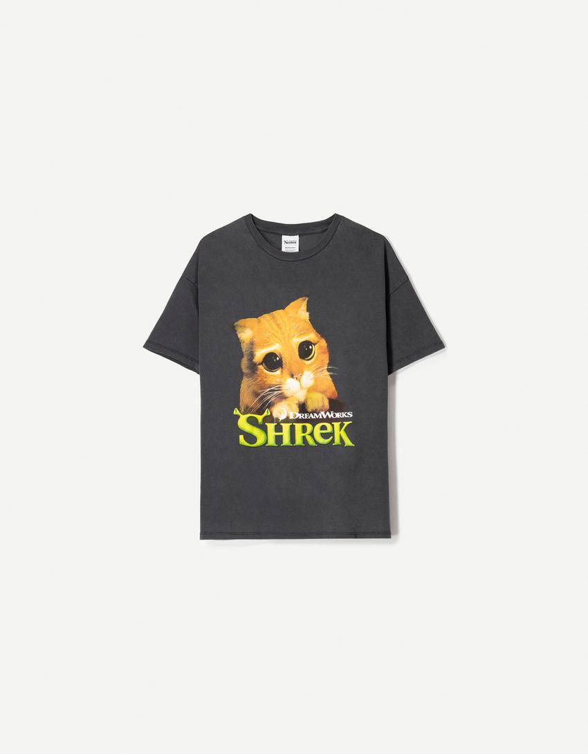 Shrek print short sleeve T-shirt-Grey-3