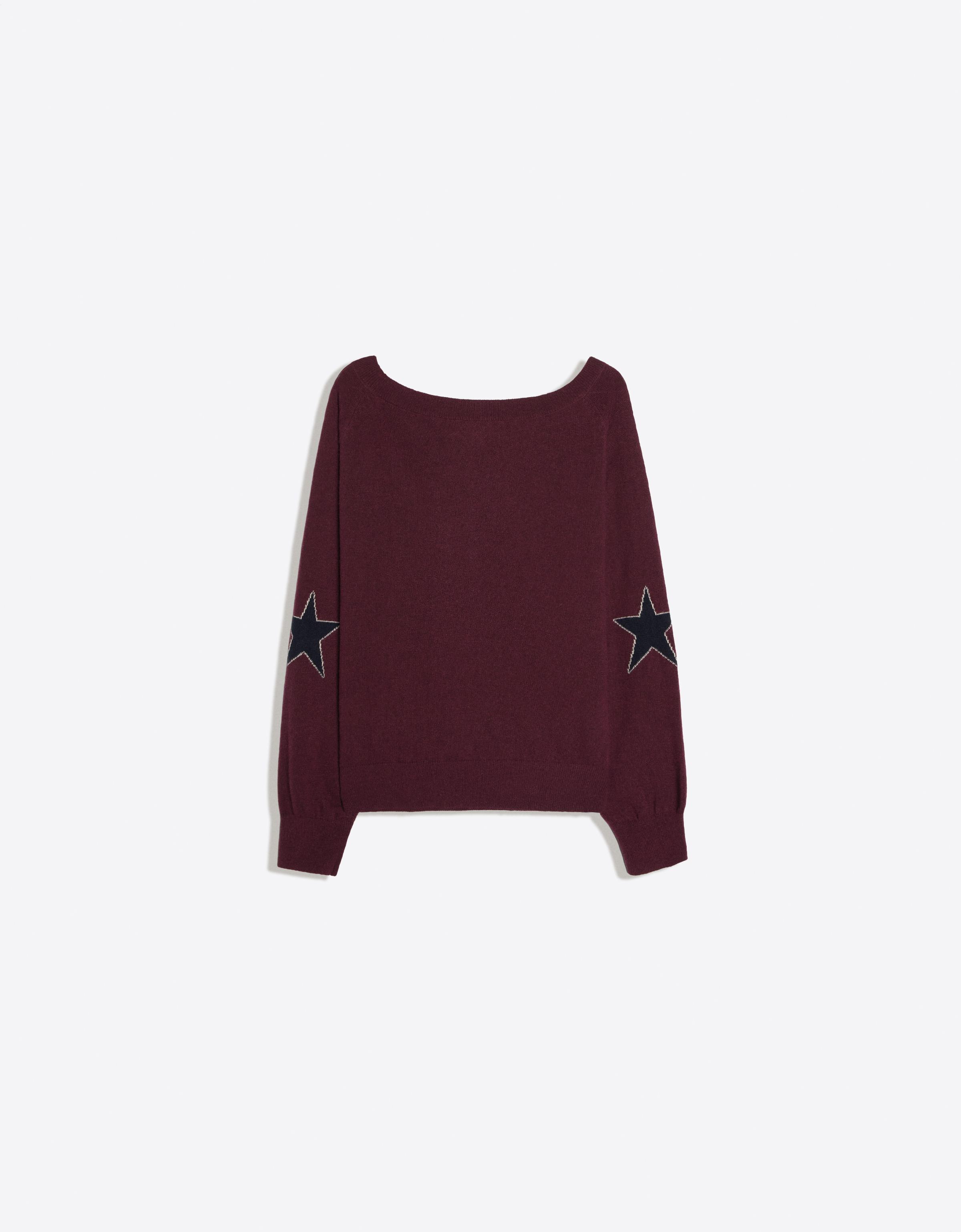 Graphic boat neck jumper — Burgundy