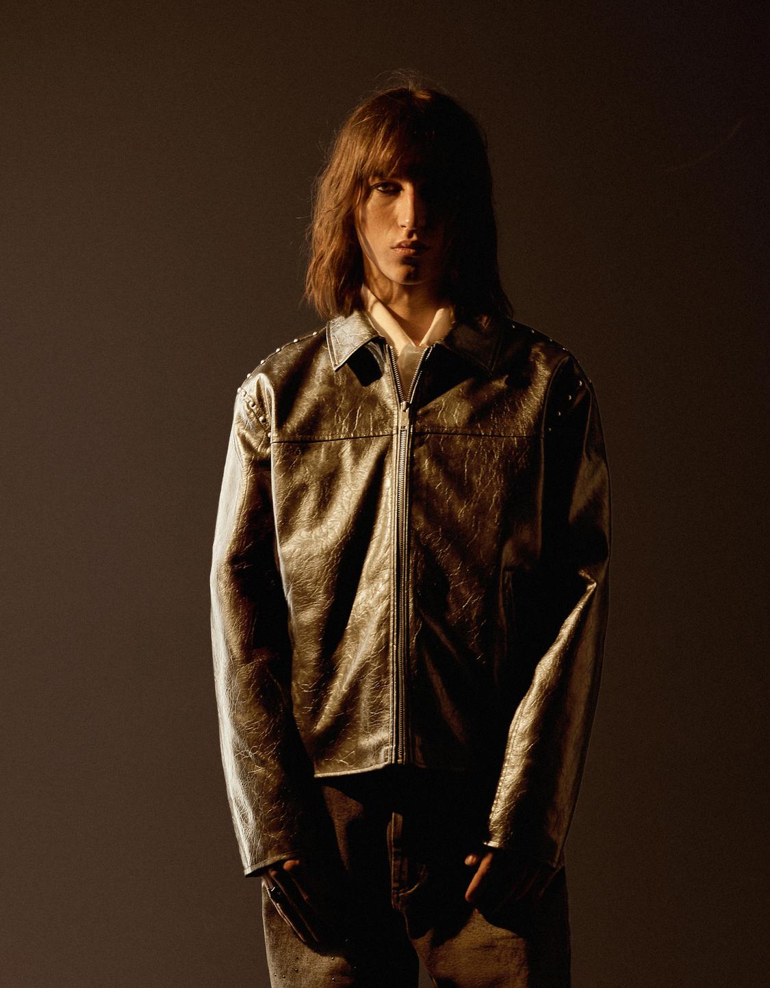 Studded leather effect jacket