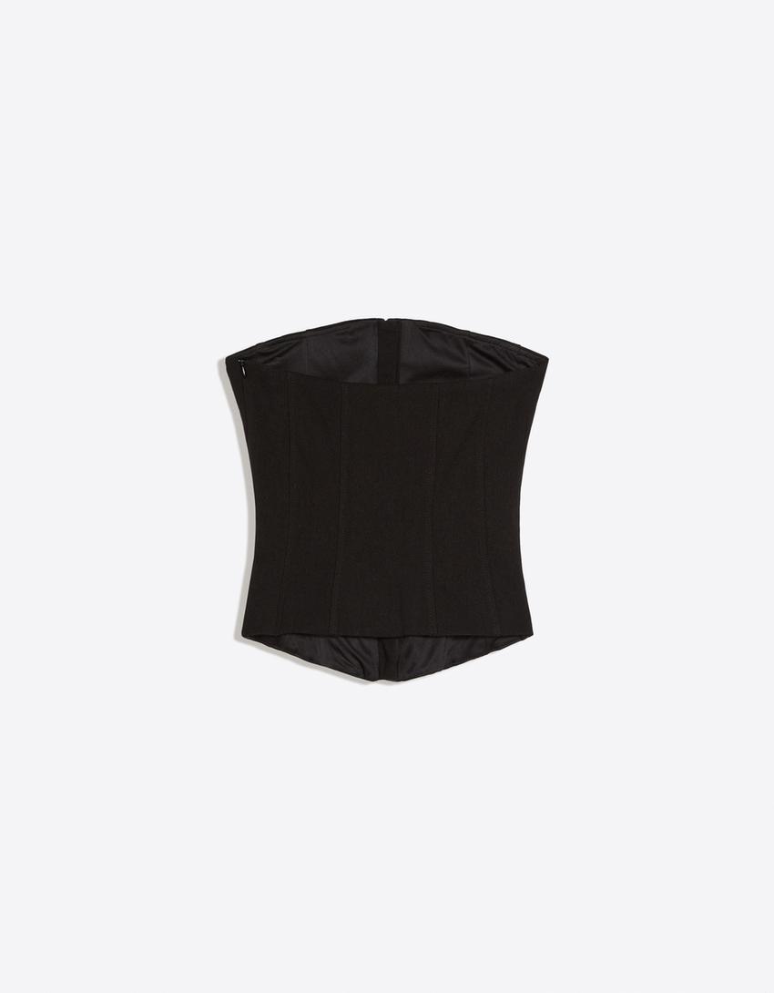 Korse bandeau top-Siyah