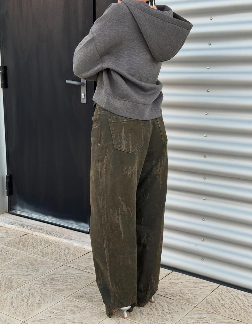 Sweatshirt fecho de correr oversize efeito tecido sintético-Cinza