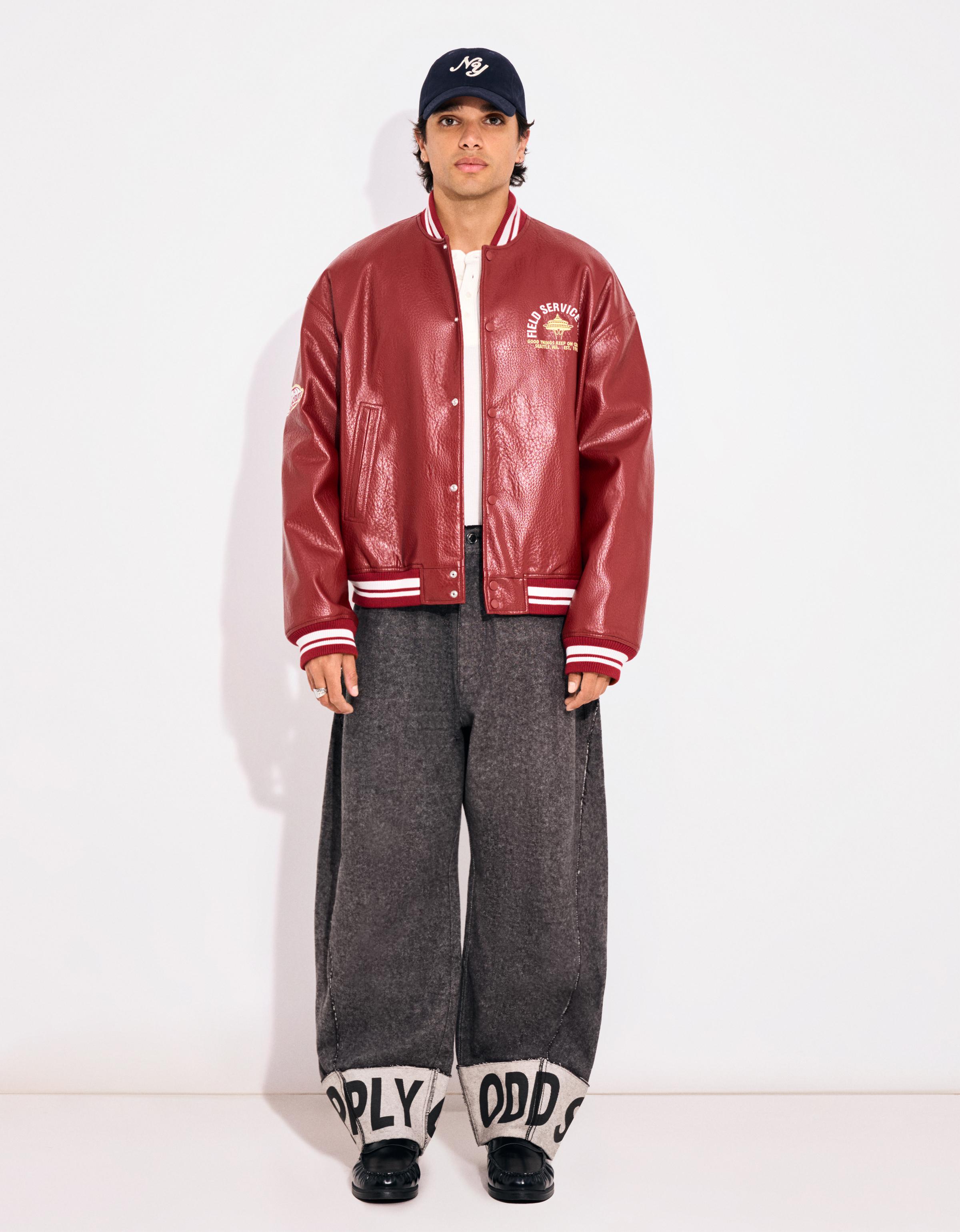 Barrel-leg print trousers