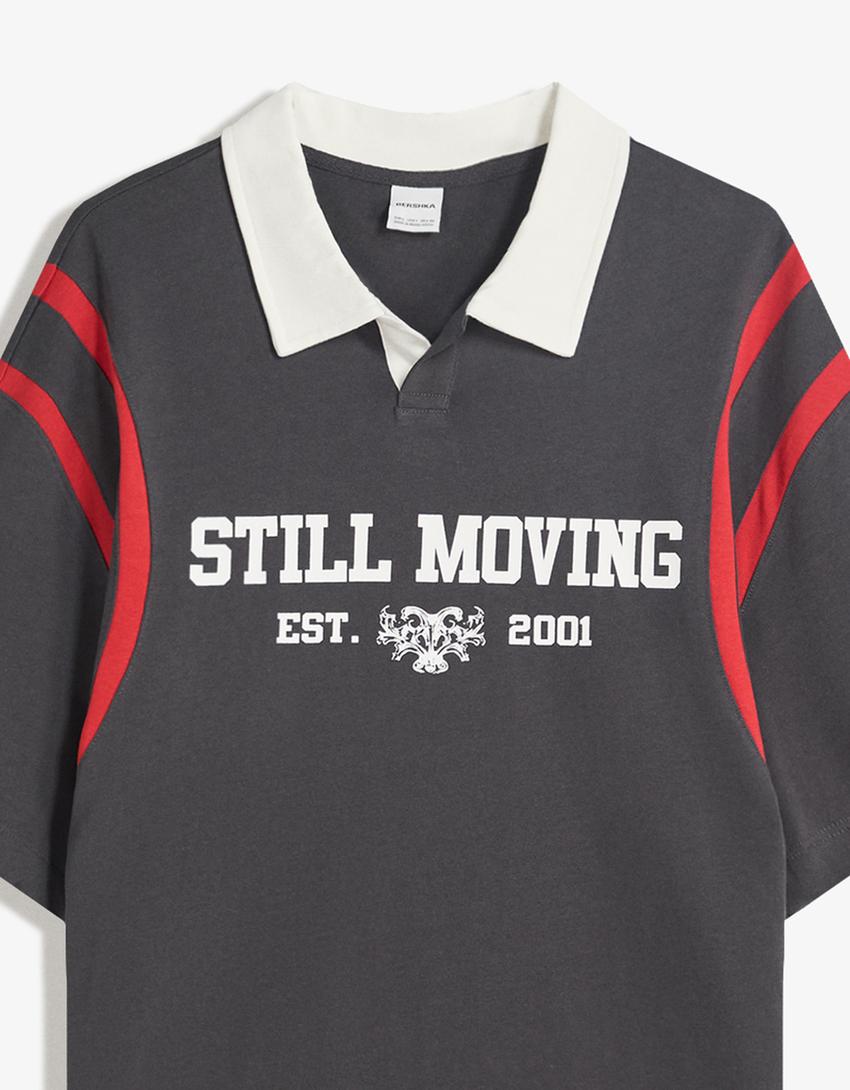 Polo manches courtes imprimé-Gris