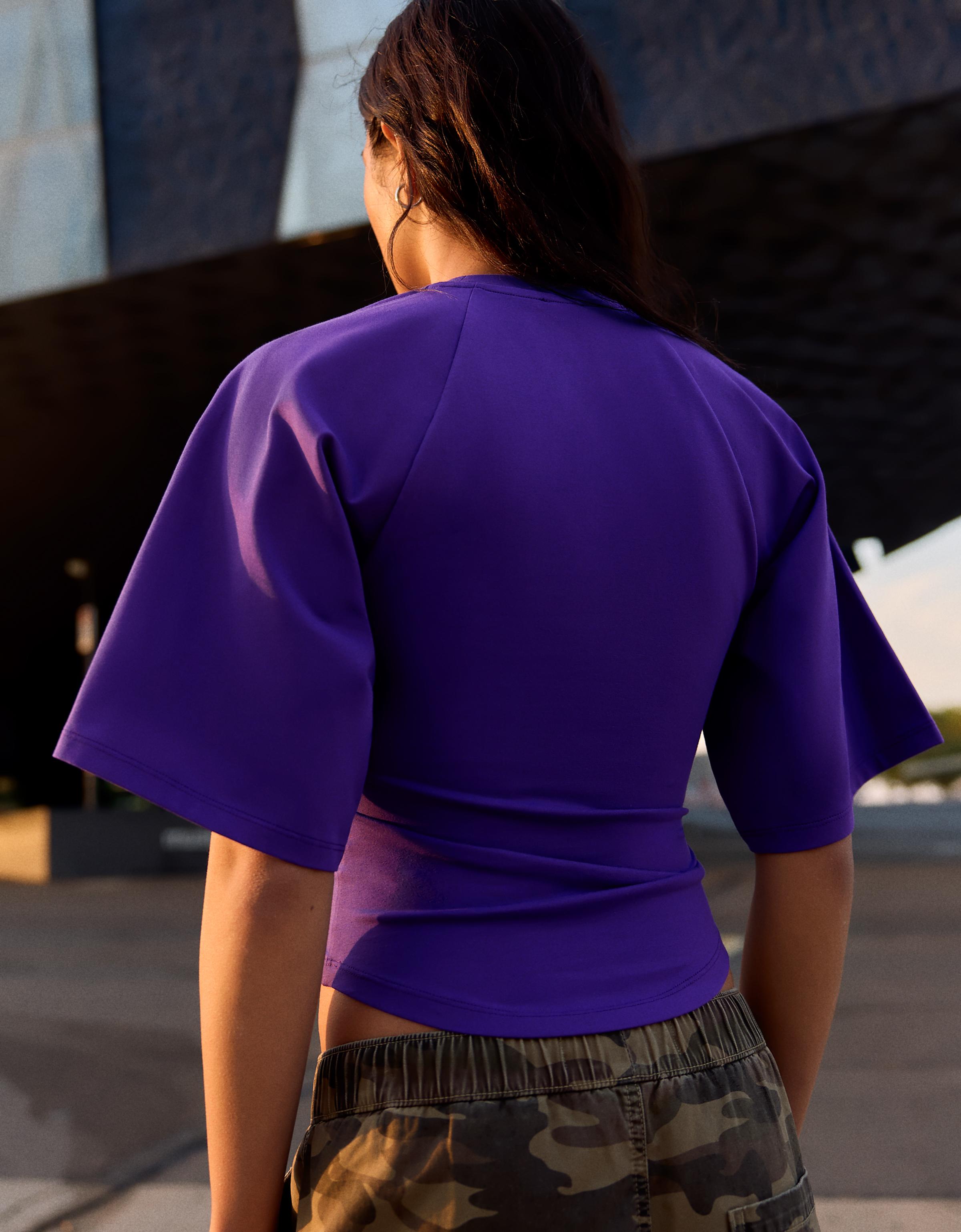 Corset-effect print T-shirt — Violet