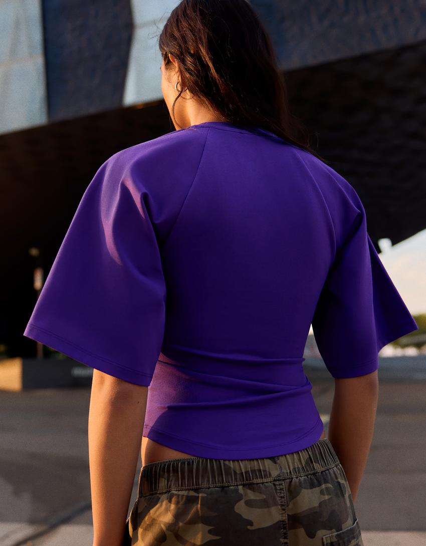 Corset-effect print T-shirt-Violet