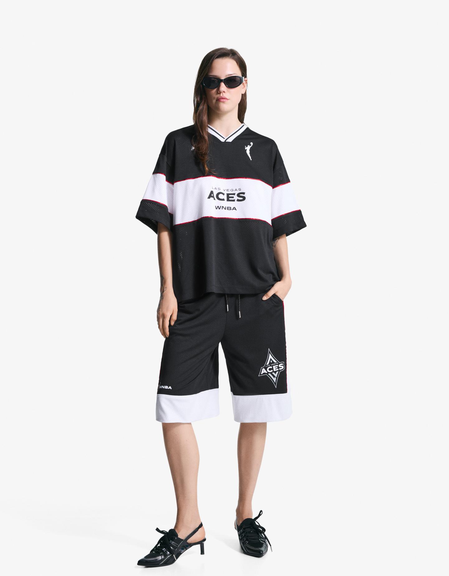 Bershka bermudy wnba sportowe czarny