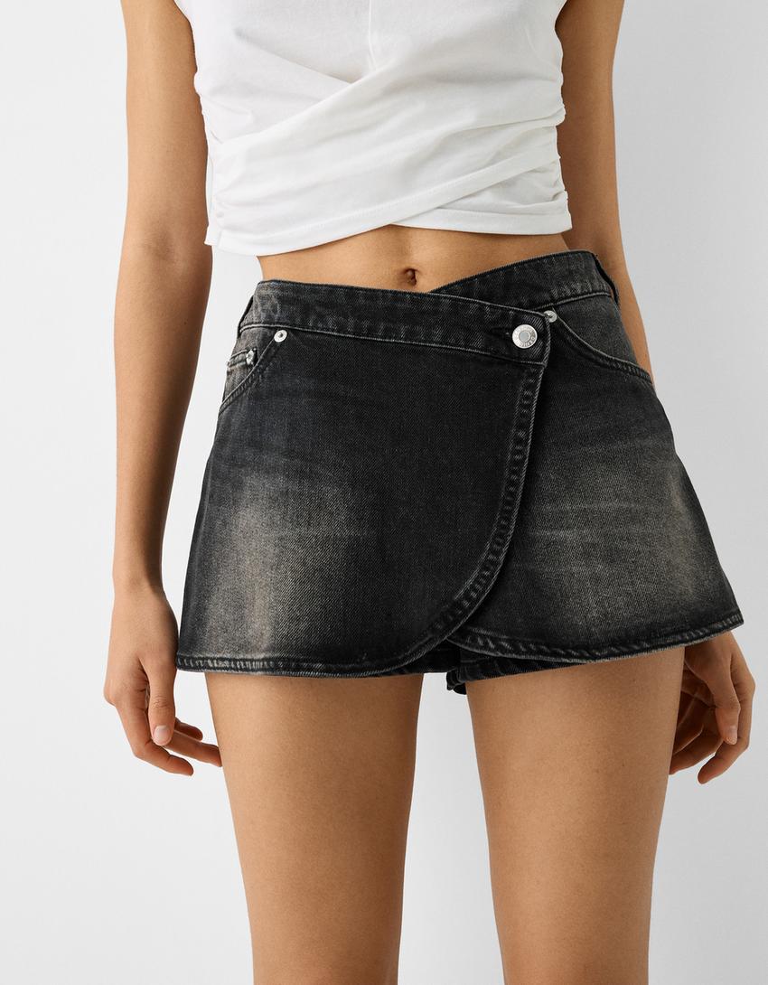 Denim skort-Black