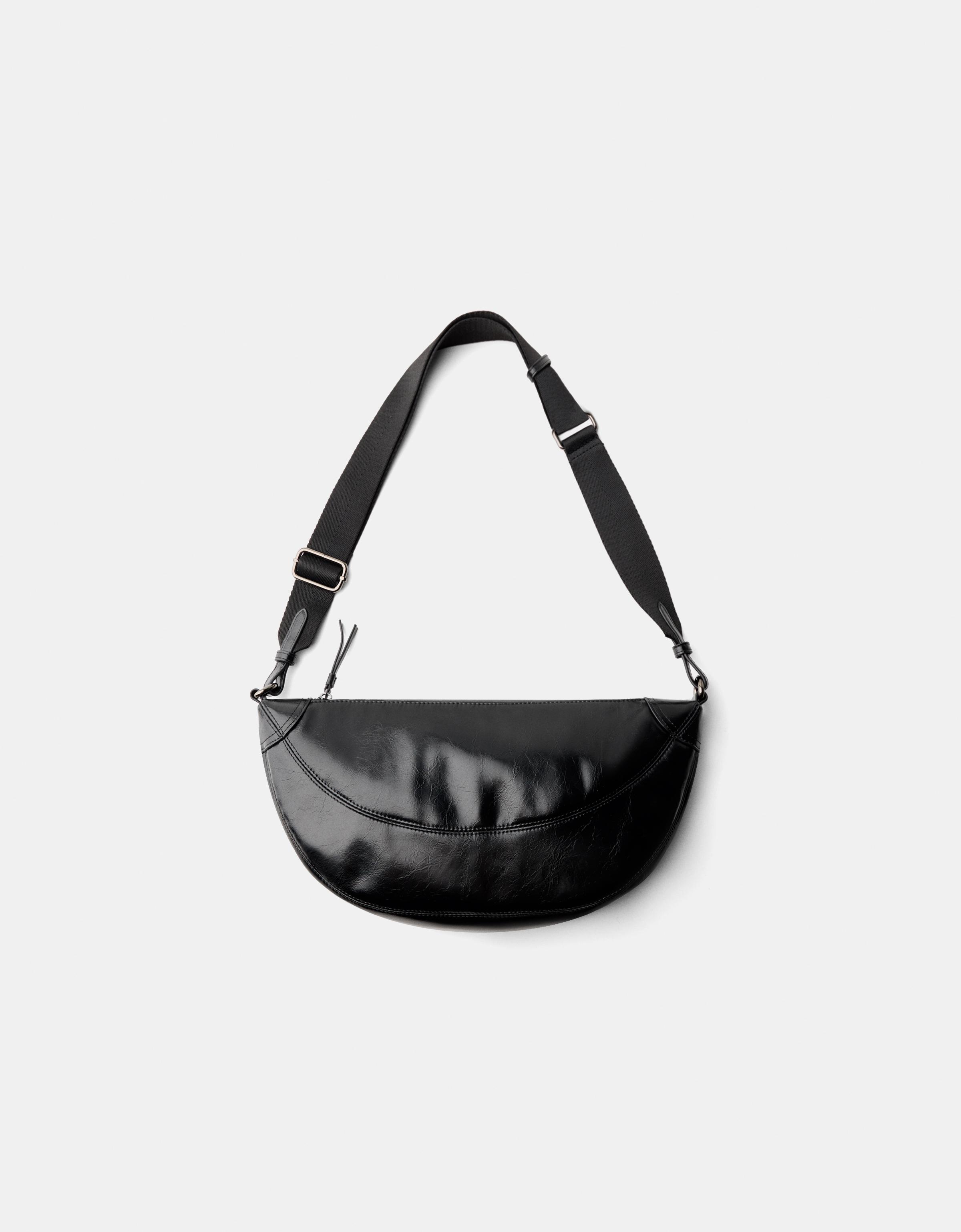 Bershka Crossbody-Bag Aus Kunstleder Herren Schwarz