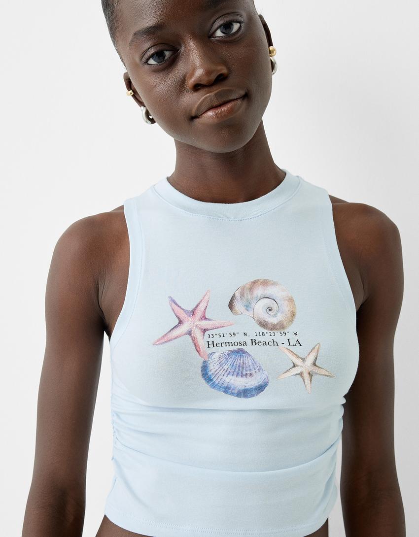 Printed tank top-Light blue-2