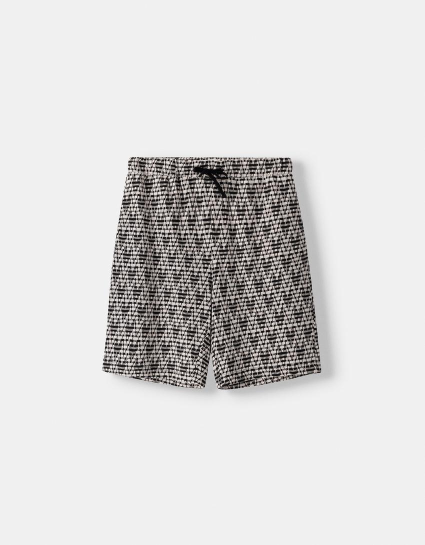 Bermuda imprimé-Blanc / Noir-4