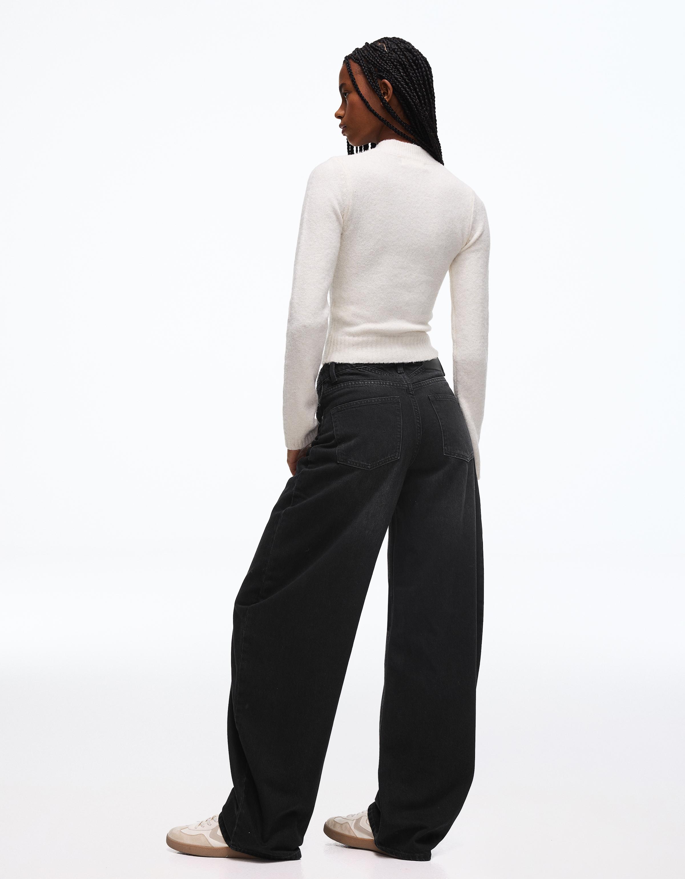 High-waist barrel jeans — Black
