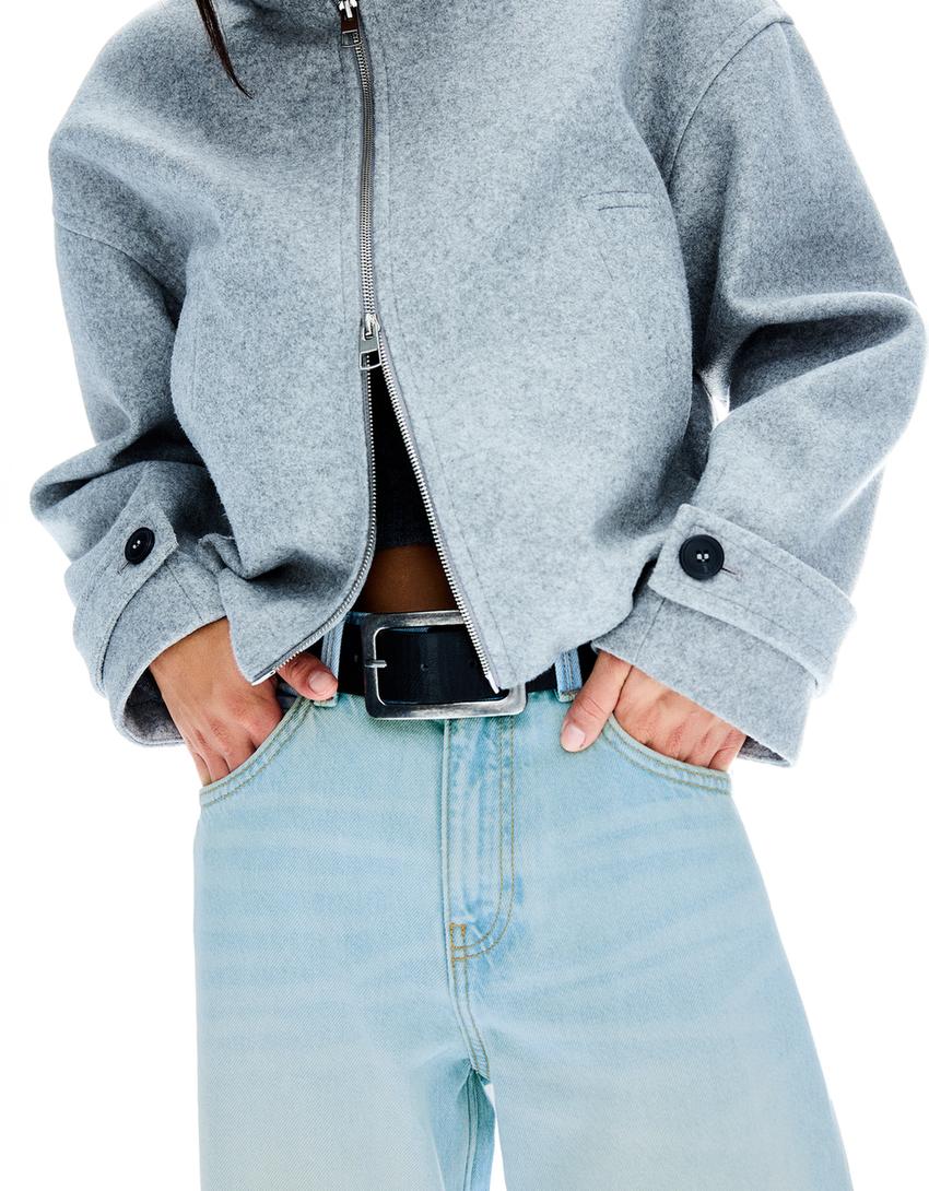 High-waist wide straight jeans-Light blue