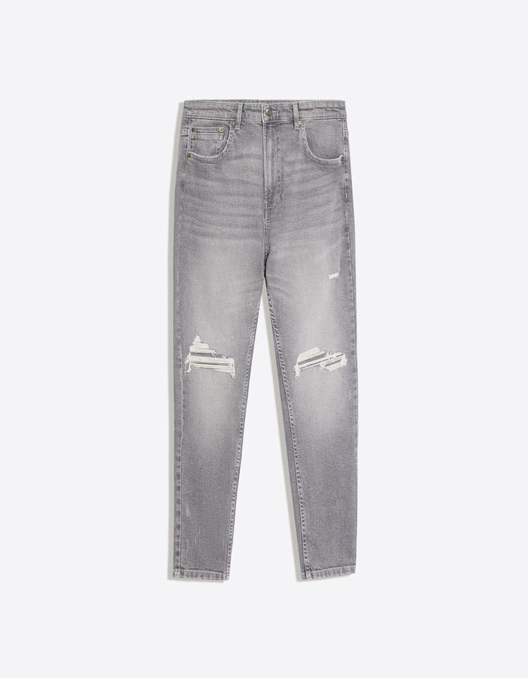 Ripped carrot fit jeans — Grey