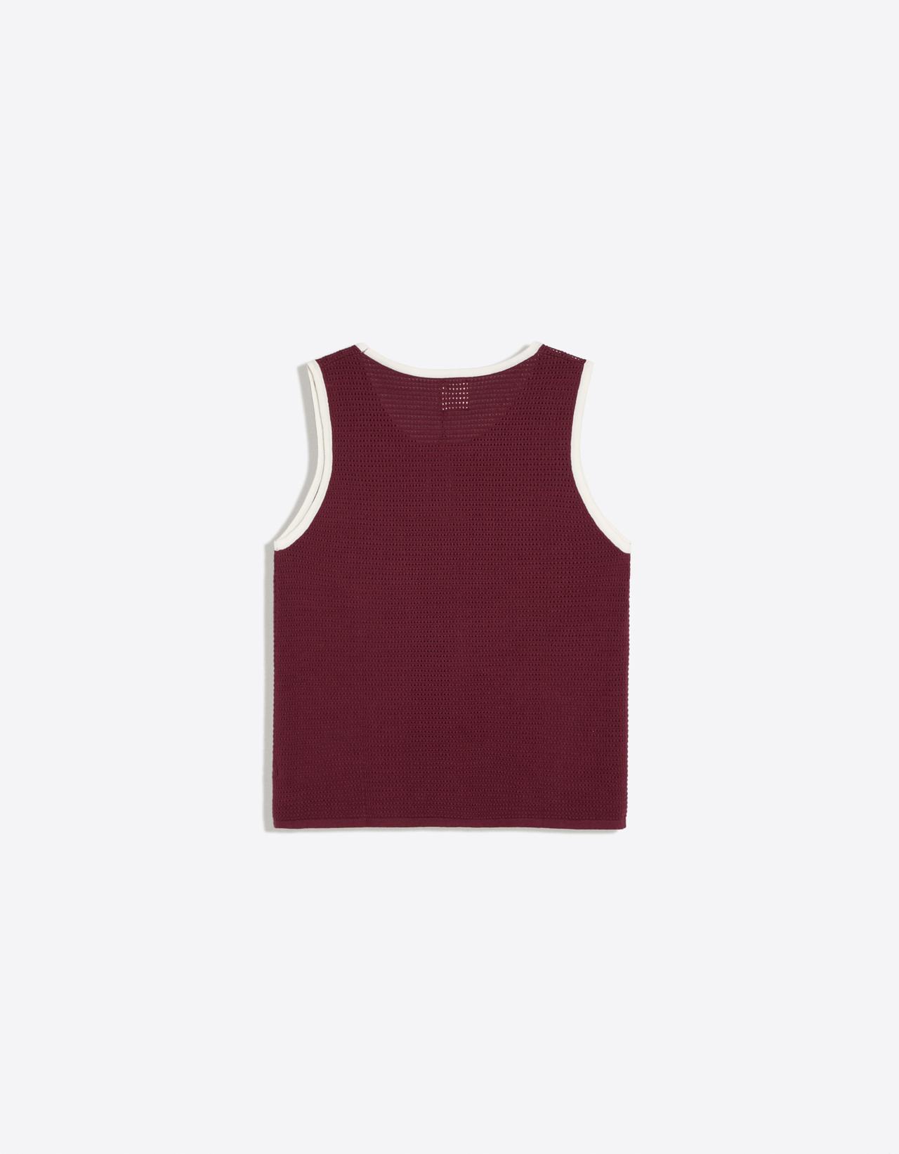 Contrast mesh vest top — Maroon