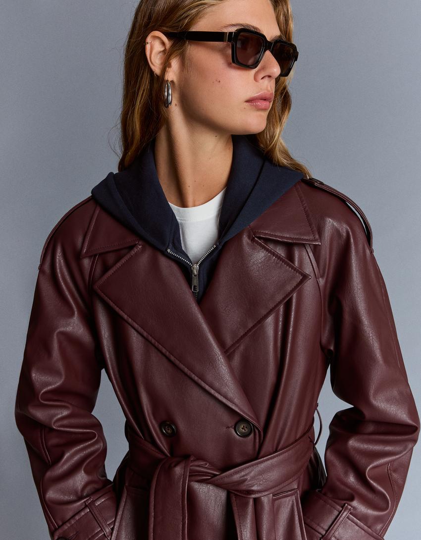 Trenchcoat van imitatieleer-Granaat