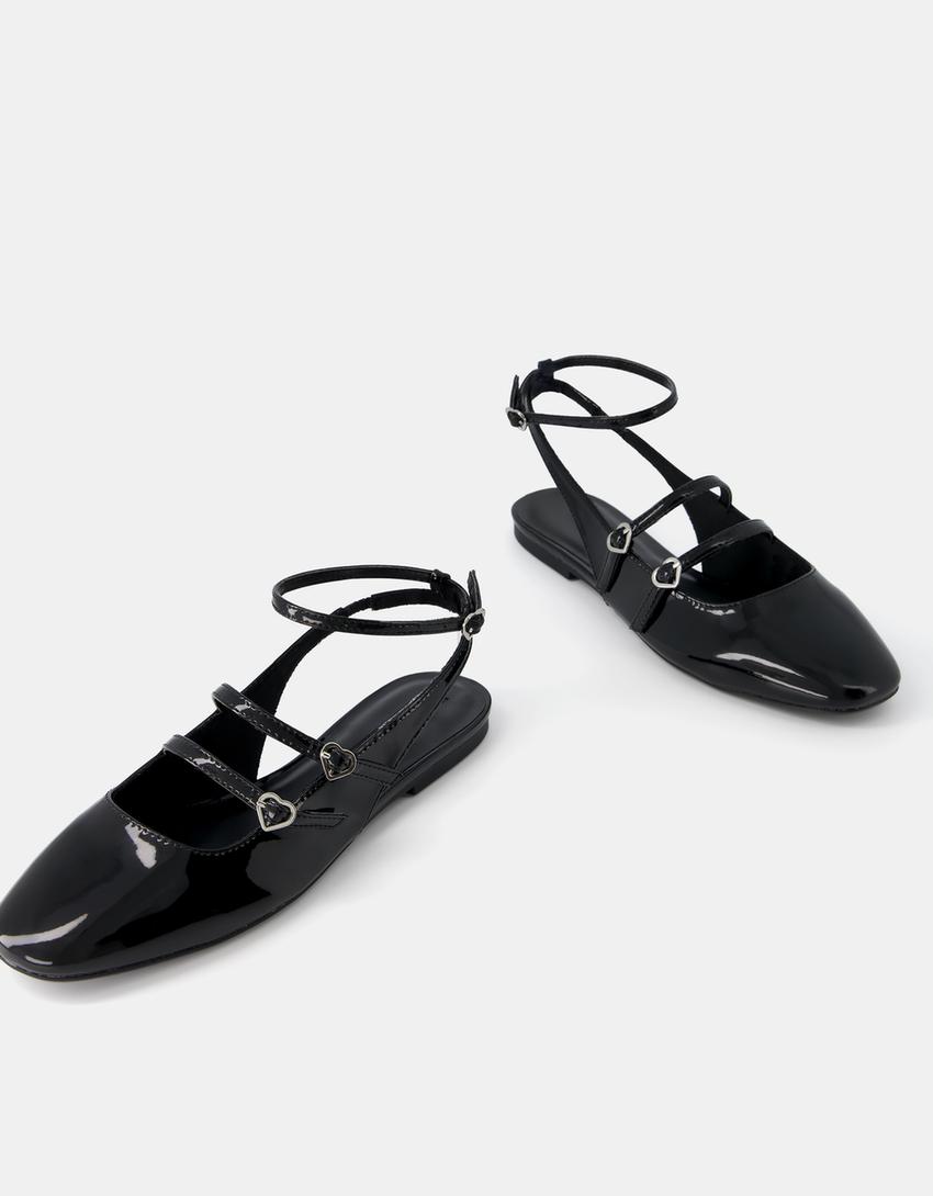 Mary Jane ballet flats with buckles-BLACK-2