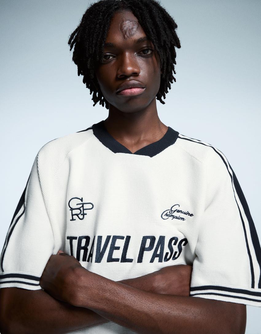 Short sleeve sport print T-shirt-White