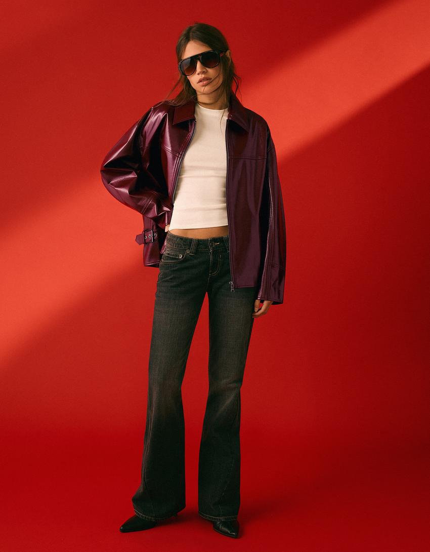 Műbőr kamionosdzseki-Piros