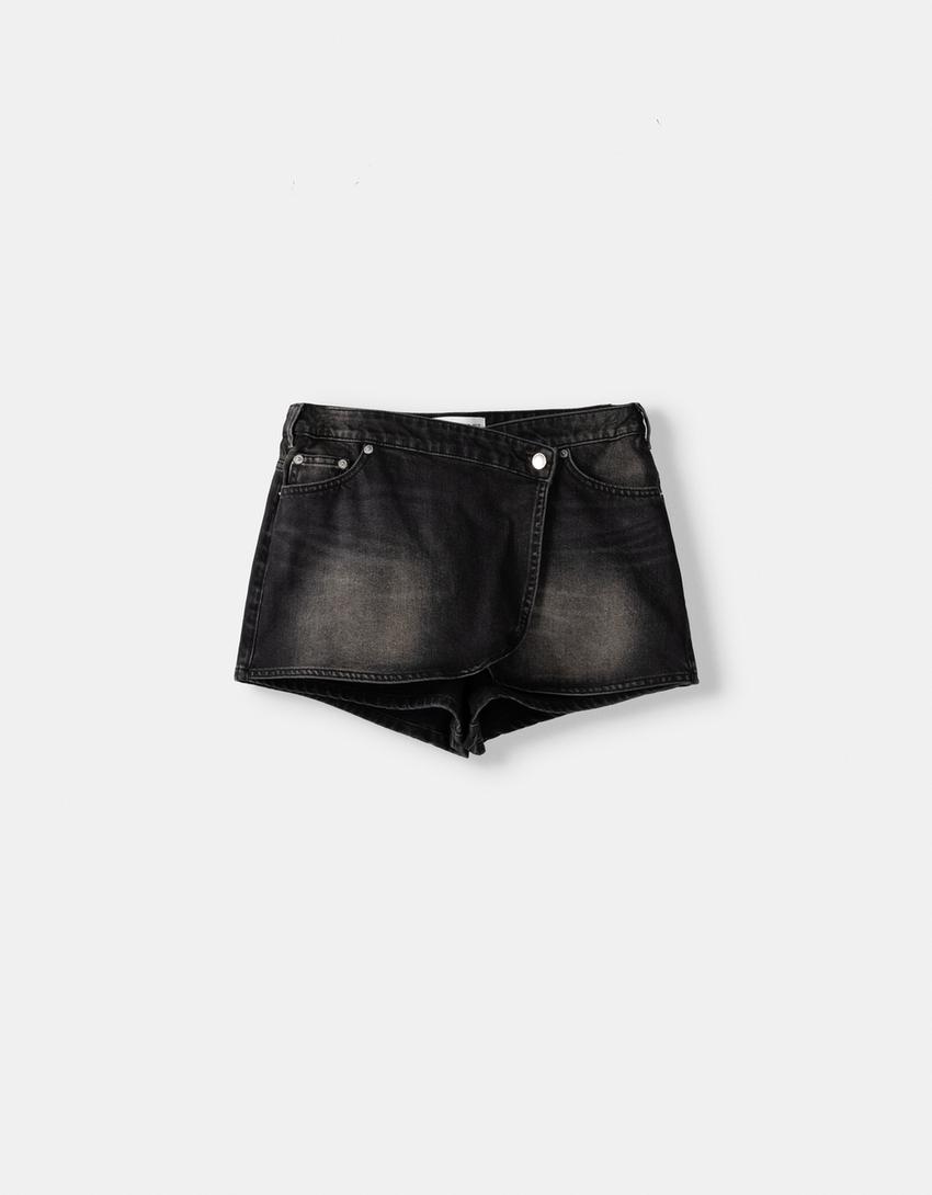 Denim skort-Black