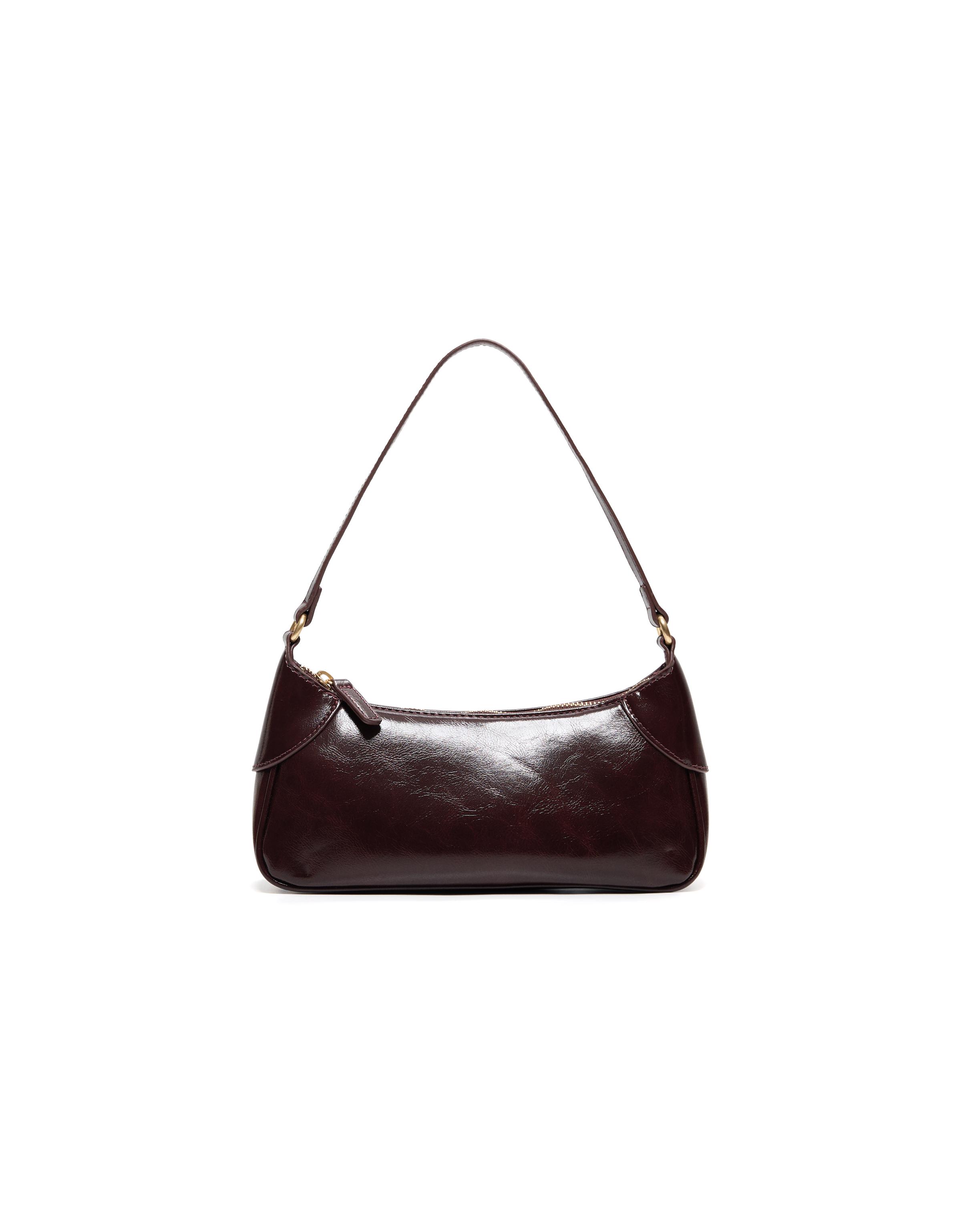 Leather-effect shoulder bag — Brown