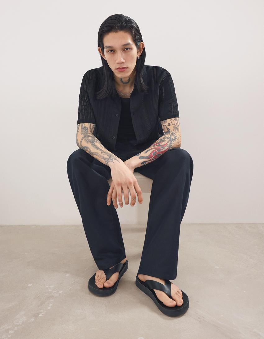 Sandały z paseczkami-Czarny