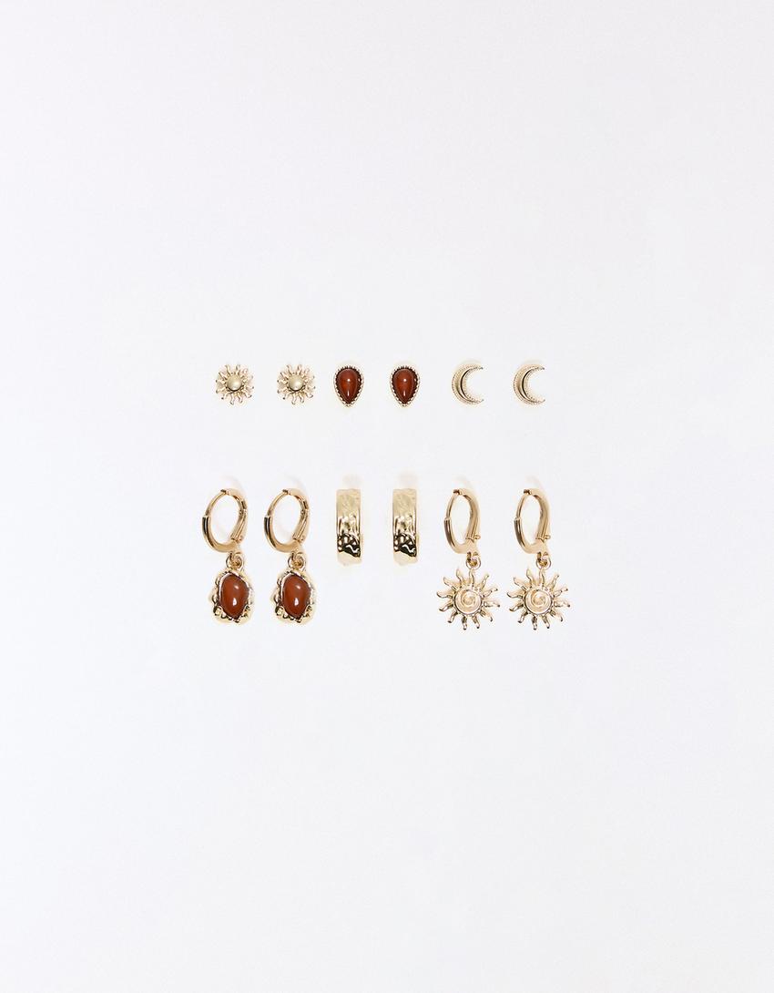 Pack Ohrringe mit Sonnen-Gold