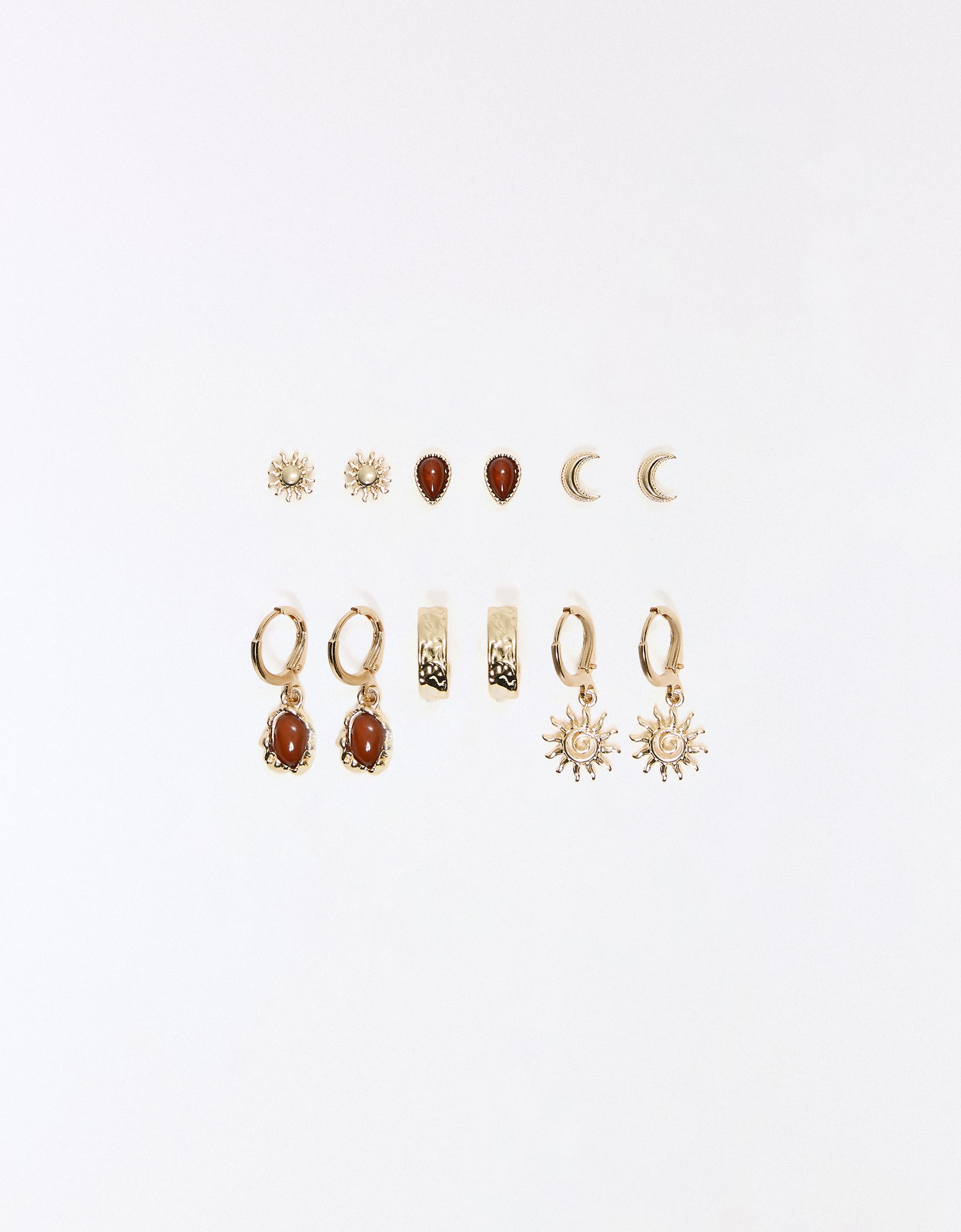 Lot De Boucles D’oreilles Soleils Or