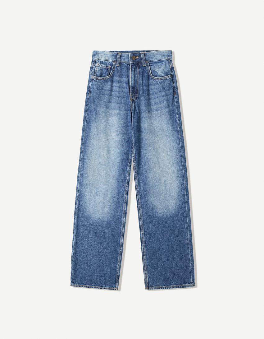 Wide-leg '90s jeans-Blue