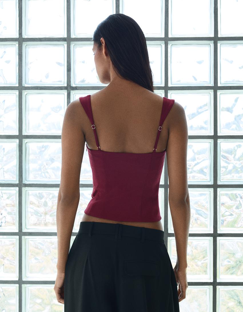 Bengaline corset top-Maroon